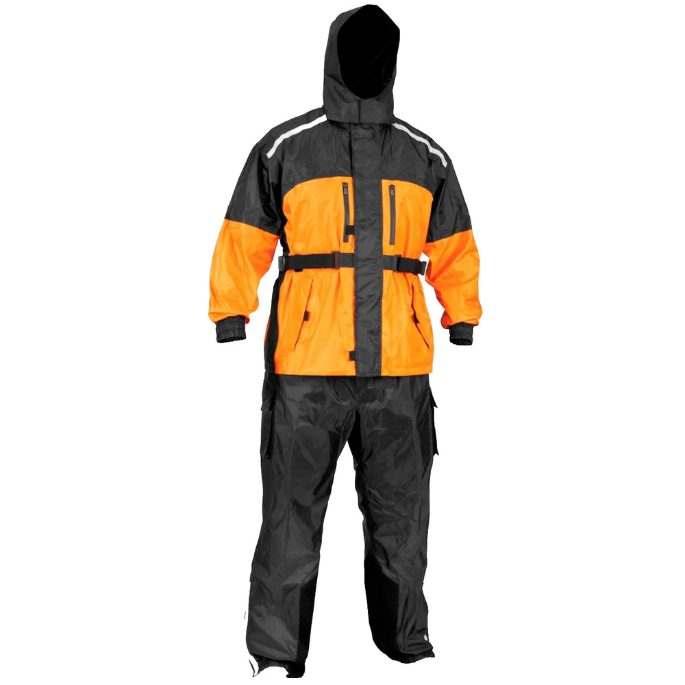 River Road Tempest PVC Waterproof Jacket & Pouch BLK/ORG Medium High Hi Vis